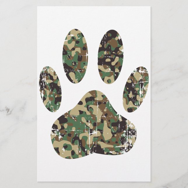 Papeterie Empreinte de patte de chien Camo en détresse (Devant)