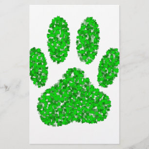 Papeterie Empreinte de patte de chien de feuillage vert