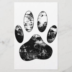 Papeterie Empreinte de patte de chien gris noir et blanc