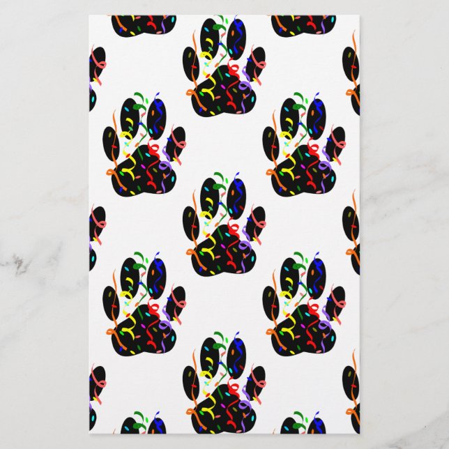 Papeterie Empreintes de pattes Confetti Et Motif Party Strea (Devant)