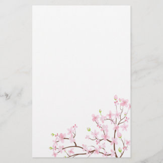 Papeterie en fleurs de cerisier rose