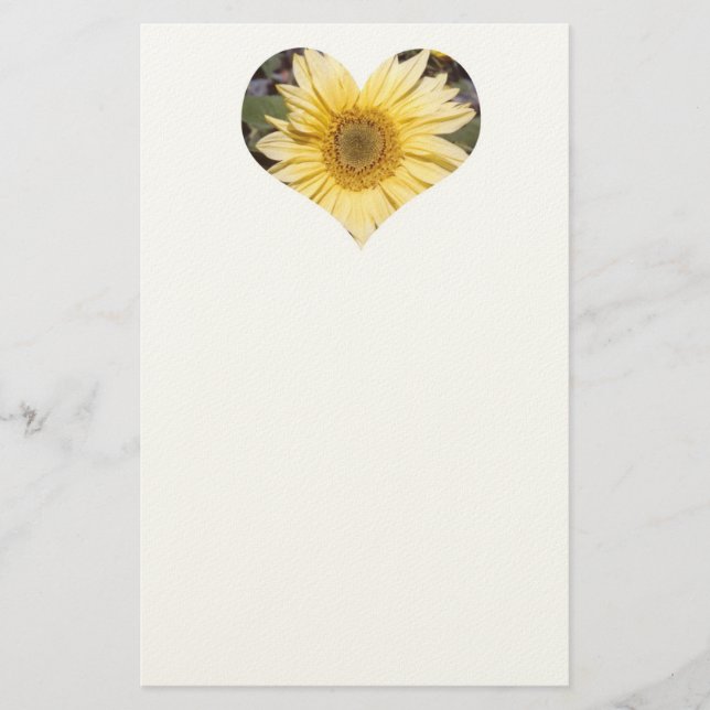 Papeterie En-tête de lettre de coeur de tournesol (Devant)