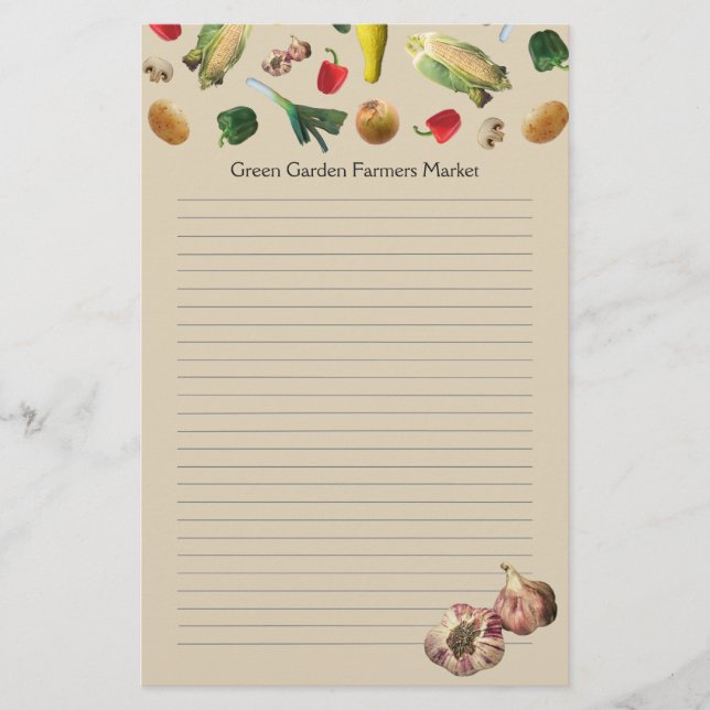 Papeterie En-tête de lettre personnalisée pour les légumes d (Devant)