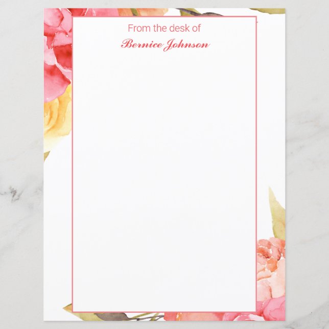 Papeterie encadrée florale botanique à l'aquarelle (Devant)