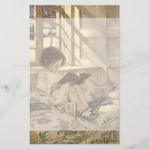 Papeterie Enfant Vintage lisant un livre, Jessie Willcox Smi