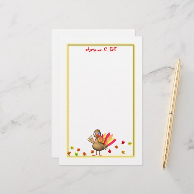 Papeterie Enfants Thanksgiving Baby Turkey (Devant/Arrière en situation)