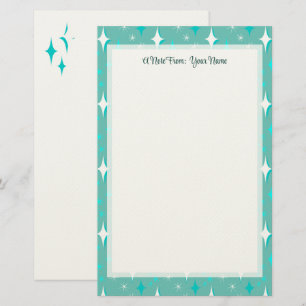 Papeterie Étoiles Rétro Éditable sur Teal 5.5" x 8.5"