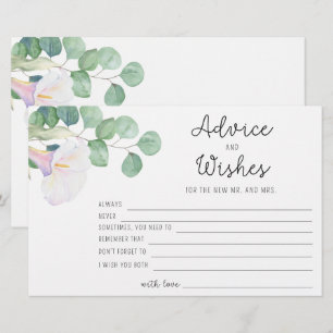 Papeterie Eucalyptus/calla - conseils et souhaits nuptiale d