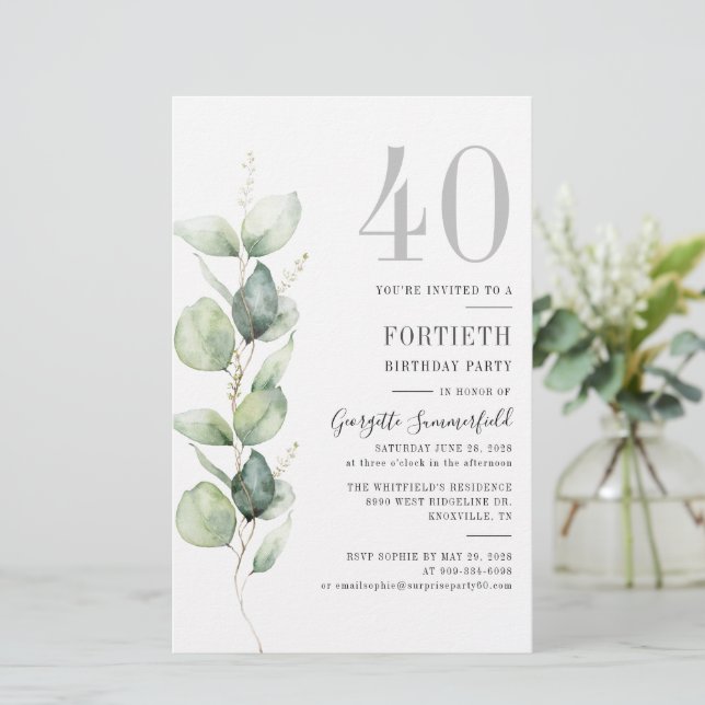 Papeterie Eucalyptus Foliage 40ème anniversaire (Debout devant)