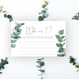 Papeterie Eucalyptus - Qui suis-je jeu de baby shower