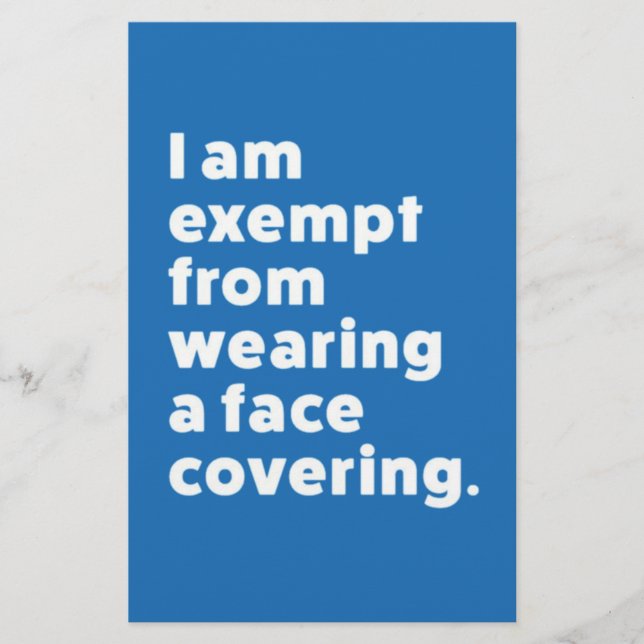 Papeterie Exempter de porter un couvre-visage (Devant)