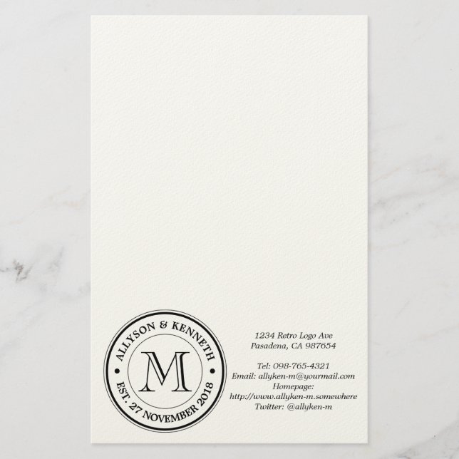 Papeterie Faites votre propre monogramme de typographie de l (Devant)