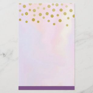 Papeterie Faux Gold Confetti sur Purple Aquarelle