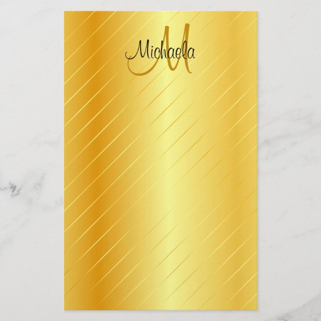 Papeterie Faux Gold Monogramme personnalisé Élégant Modèle m (Devant)