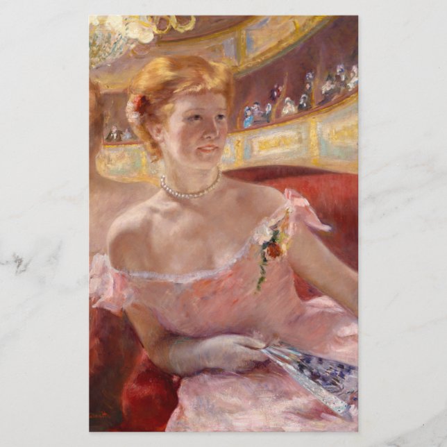 Papeterie Femme américaine avec collier perle et robe rose (Devant)