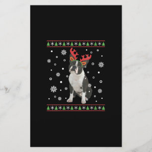 Papeterie FEMMES Boston Terrier Xmas laide de Noël