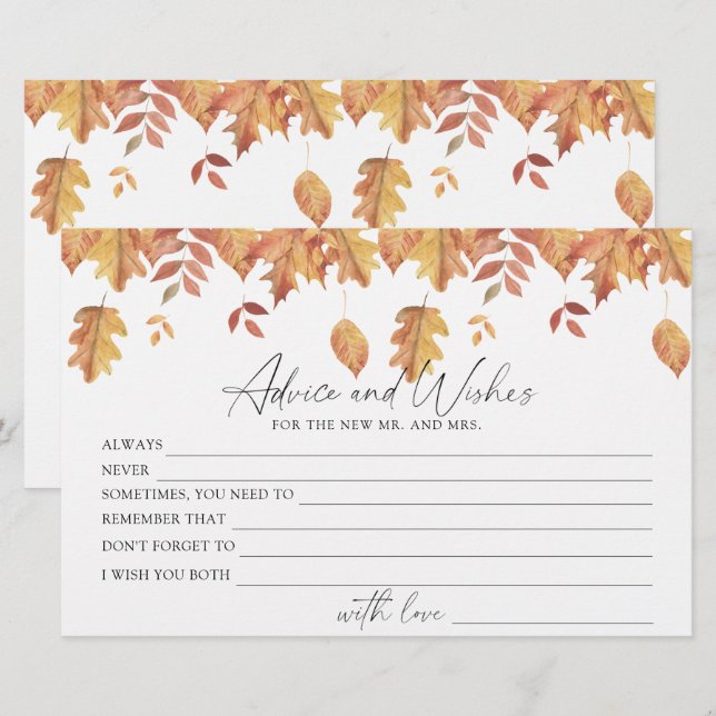 Papeterie Feuilles automnales - conseils et souhaits douche  (Devant / Derrière)