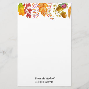 Papeterie Feuilles d'automne et frontière de feuillage
