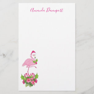 Papeterie Flamant rose rose à Santa Hat Noël Whimsical