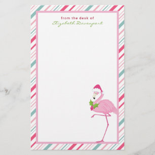 Papeterie Flamant rose rose Sucres de canne Santa Hat et Hol