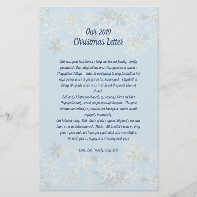 Papeterie Flèches de neige Blue Family Lettre de Noël Papier (Devant)