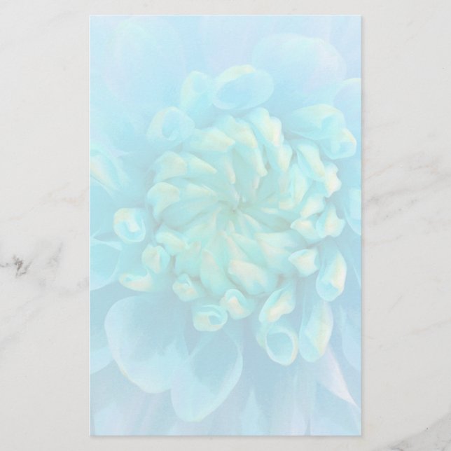 Papeterie Fleur bleu turquoise Dahlia en Aquarelle (Devant)