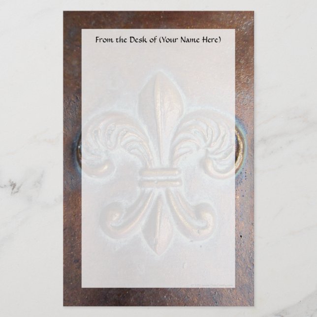 Papeterie Fleur De Lis, Cuivre-Regard âgé imprimé (Devant)