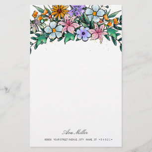 Papeterie Fleur sauvage Boho   Papier fixe floral