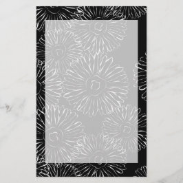 Papeterie Fleurs abstraites de printemps noir et blanc