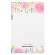 Fleurs d'aquarelle chic jaune rose