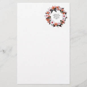 Papeterie Fleurs de couronne Verdure Floral Religieux Cadeau