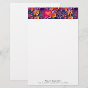 Papeterie Fleurs de printemps colorées Motif