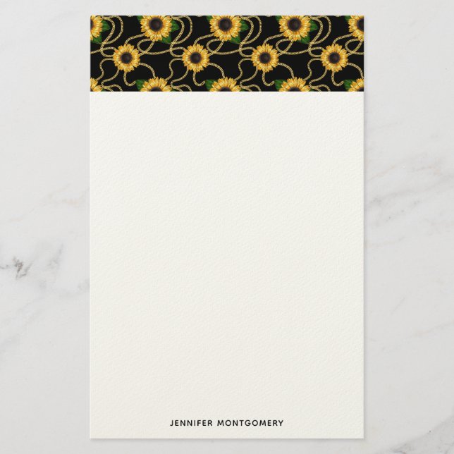 Papeterie Fleurs de soleil jaunes élégantes Motif élégant su (Devant)