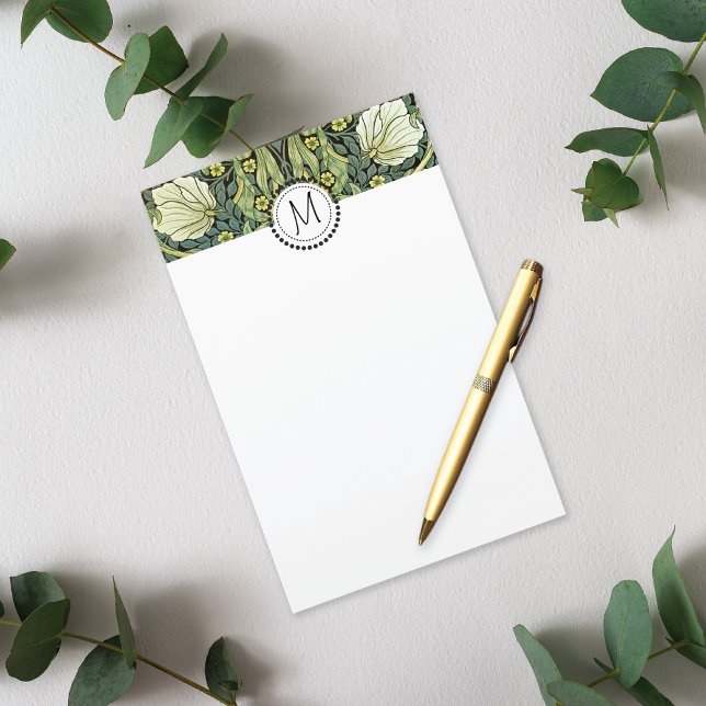 Papeterie Fleurs Jaunes Pimpernel William Morris Monogramme (Créateur téléchargé)