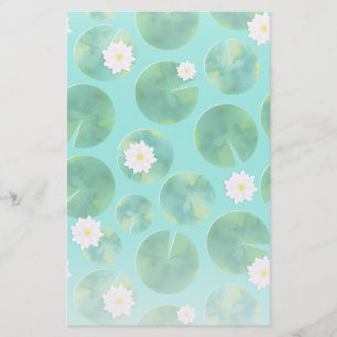 Papeterie Fleurs Lys d'Eau Blanche & Motif Lily Pad