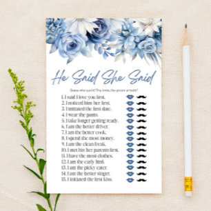 Papeterie Floral Bleu Il A Dit Qu'Elle A Dit Fête des mariée