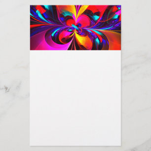 Papeterie Floral moderne Art Abstrait Rouge Bleu Motif #07