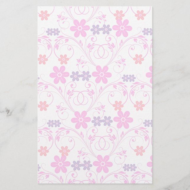 Papeterie Floral moderne violet rose (Devant)