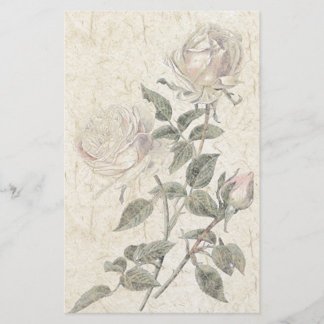 Papeterie florale de fleurs roses de papier fait (Devant)