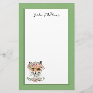 Papeterie Fox floral ajoutent votre nom