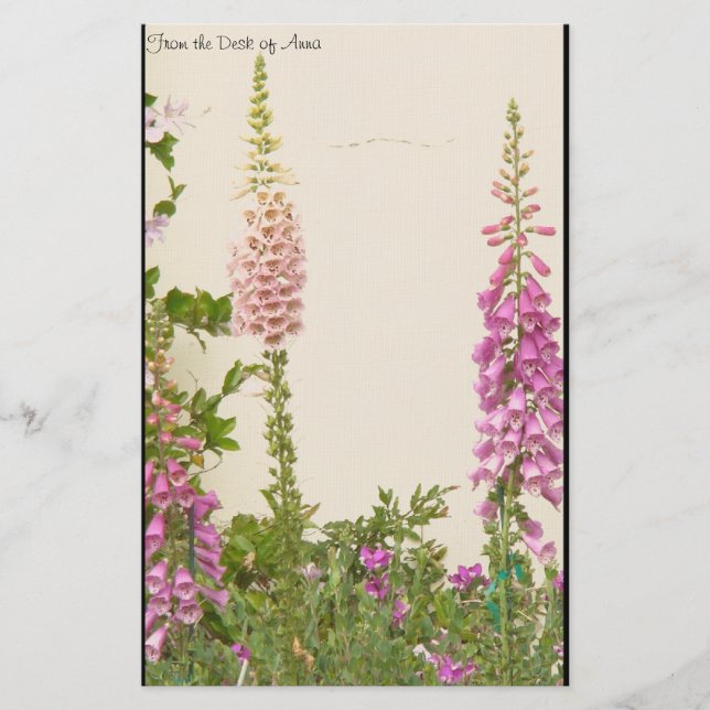 Papeterie Foxglove Flower Personalized Stationery (Devant)