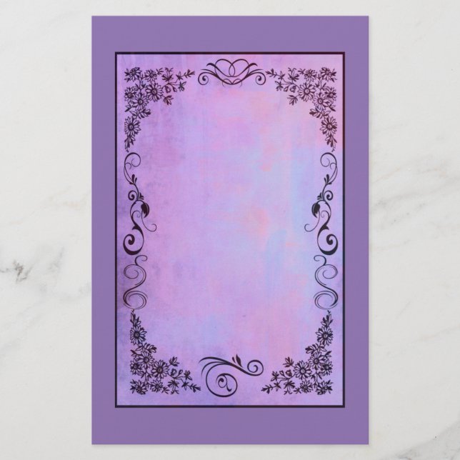 Papeterie Frame de fantaisie violette sur un Arrière - plan  (Devant)