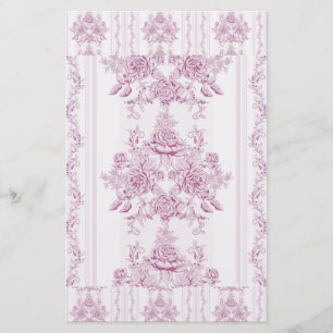 Papeterie français chic, rose, toile, floral, motif, victor
