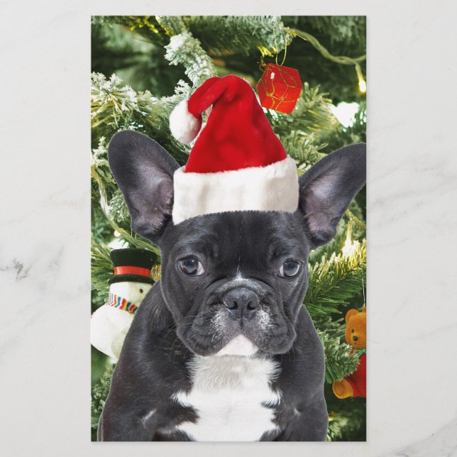 Papeterie French Bulldog Arbre de Noël Ornements Snowman (Devant)