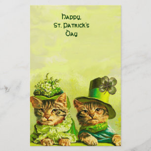 PAPETERIE FUNNY VIEILLE MODE ST PATRICK'S DAME CHATS, SHAMRO