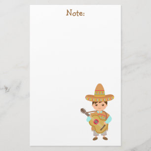 Papeterie Garçon mignon Chapeau de Sombrero Mexicain Guitare
