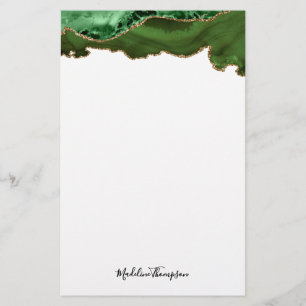 Papeterie Girl Green Velvet Agate Géode Typographie de scrip