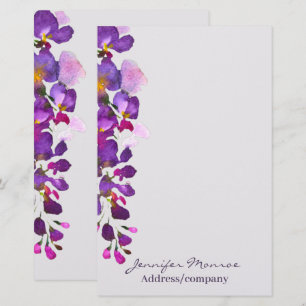 Papeterie glycine violette personnalisée