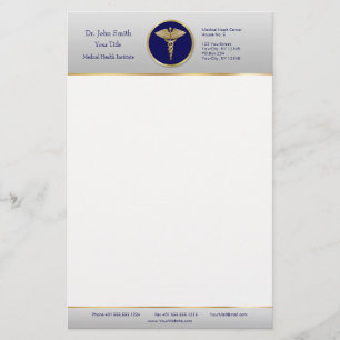 Papeterie Gold Professional Blue Médicale Caduceus