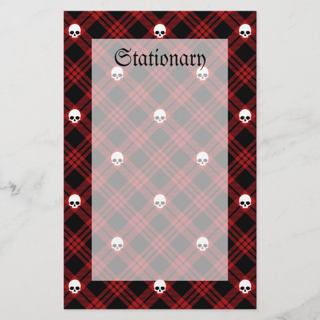 Papeterie Gothique Crâne Tartan Plaid (Devant)